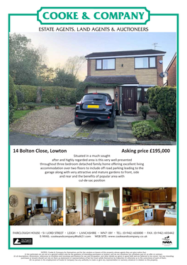 14 Bolton Close, Lowton Asking Price £195,000