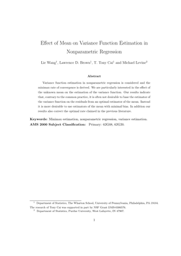 Effect of Mean on Variance Function Estimation in Nonparametric