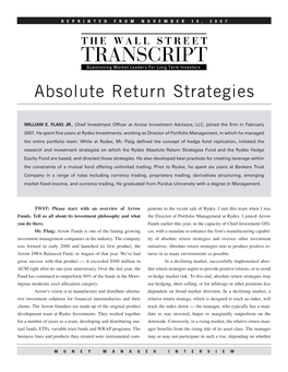 Absolute Return Strategies