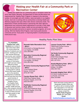 Hosting Your Health Fair at a Community Park Or Recreation Center