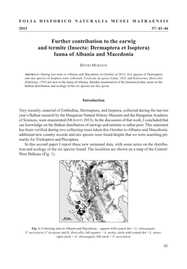 (Insecta: Dermaptera Et Isoptera) Fauna of Albania and Macedonia