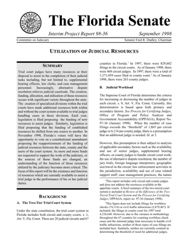 The Florida Senate Interim Project Report 98-36 September 1998 Committee on Judiciary Senator Fred R