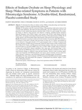 Effects of Sodium Oxybate on Sleep