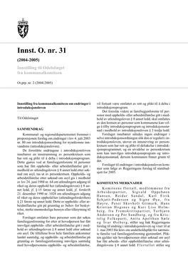 Innst. O. Nr. 31 (2004-2005) Innstilling Til Odelstinget Fra Kommunalkomiteen