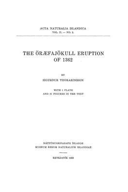 THE Orlefajokull ERUPTION of 1362