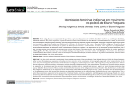 Identidades Femininas Indígenas Em Movimento Na Poética De Eliane Potiguara Moving Indigenous Female Identities in the Poetic of Eliane Potiguara