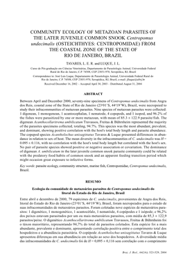 Community Ecology of Metazoan