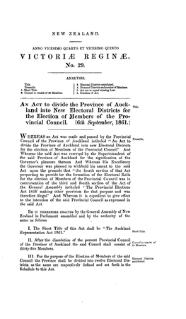 24 and 25 Victoriae 1861 No 29 Auckland Representation