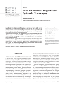 Roles of Stereotactic Surgical Robot Systems in Neurosurgery