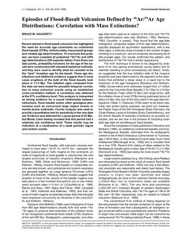 Episodes of Flood-Basalt Volcanism Defined by 40Ar/39Ar Age Distributions: Correlation with Mass Extinctions?