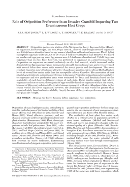 Role of Oviposition Preference in an Invasive Crambid Impacting Two Graminaceous Host Crops