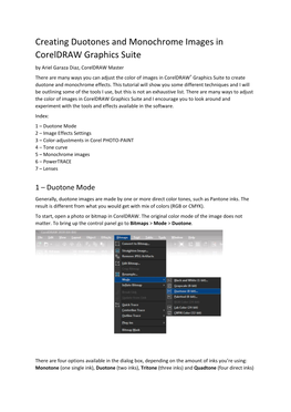 Creating Duotones and Monochrome Images in Coreldraw Graphics Suite