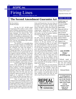 Firing Lines September/October 2017 Fighting for Your Second Amendment Rights Since 1965