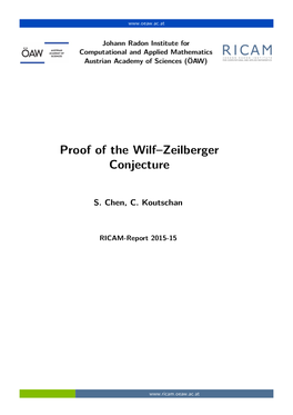 Proof of the Wilf–Zeilberger Conjecture