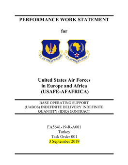 PERFORMANCE WORK STATEMENT for United States Air Forces In