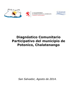 Diagnóstico Comunitario Participativo Del Municipio De Potonico, Chalatenango