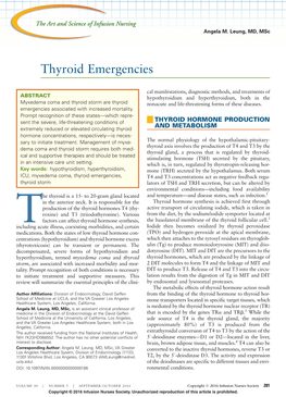 Thyroid Emergencies