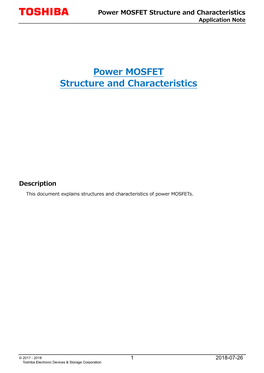 Power MOSFET Structure and Characteristics Application Note
