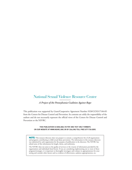 Preventing Child Sexual Abuse: a National Resource Directory And