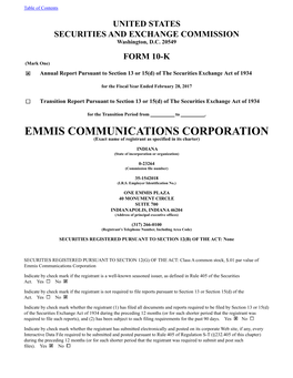 EMMIS COMMUNICATIONS CORPORATION (Exact Name of Registrant As Specified in Its Charter)