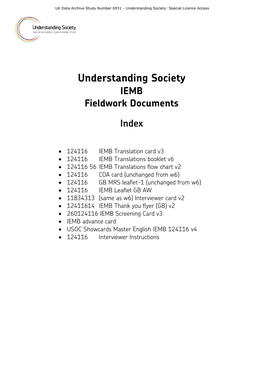 IEMB Fieldwork Documents