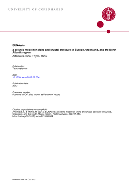 Eunaseis: a Seismic Model for Moho and Crustal Structure in Europe, Greenland, and the North Atlantic Region