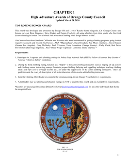 CHAPTER 1 High Adventure Awards of Orange County Council Updated March 24, 2020