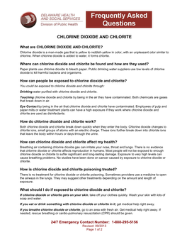 Chlorine Dioxide and Chlorite