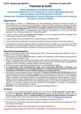 Tramonti Di Sotto GARA NAZIONALE Di CORSA in MONTAGNA Campionato Regionale F.V.G