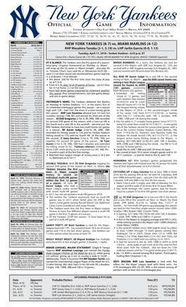 NYY Game Notes