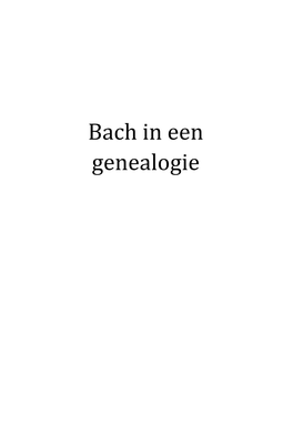 Bach in Een Genealogie