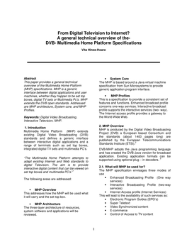 DVB- Multimedia Home Platform Specifications