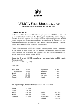 AFRICA Fact Sheet – June 2002 INTRODUCTION