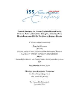 Towards Realizing the Human Right to Health Care for Rwandan Rural Communities Through Community-Based Health Insurance (CBHI): the Case of Gisagara District