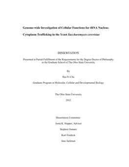 Genome-Wide Investigation of Cellular Functions for Trna Nucleus