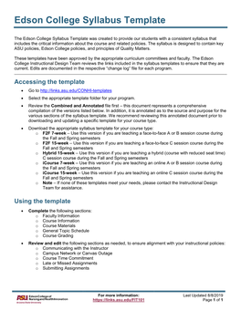 Edson College Syllabus Template