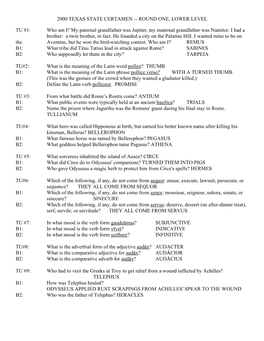 2000 TEXAS STATE CERTAMEN -- ROUND ONE, LOWER LEVEL TU #1: Who Am I?