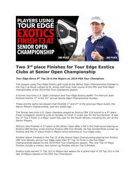 Two 3Rd Place Finishes for Tour Edge Exotics Clubs at Senior Open Championship