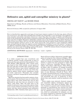 Defensive Ant, Aphid and Caterpillar Mimicry in Plants?