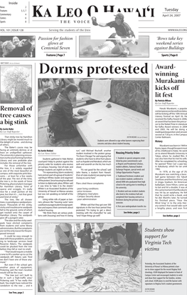 Dorms Protested Winning Murakami Kicks Off