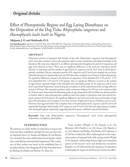Effect of Photoperiodic Regime and Egg Laying Disturbance on The
