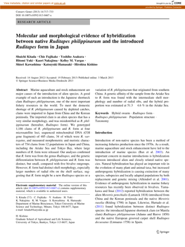 Molecular and Morphological Evidence of Hybridization Between Native Ruditapes Philippinarum and the Introduced Ruditapes Form in Japan