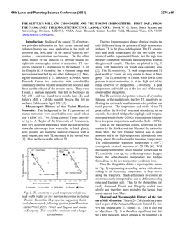 The Sutter's Mill CM Chondrite and the Tissint Shergottite