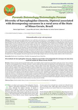 Diversity of Sarcophagidae (Insecta, Diptera) Associated with Decomposing Carcasses in a Rural Area of the State of Minas Gerais, Brazil