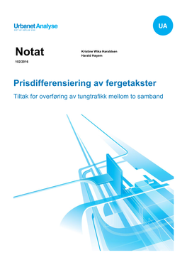 Uanotat 102 2016 Prisdifferensiering Av Fergetakster