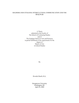 Soldiers and Civilians: Intercultural Communication and the Iraq War