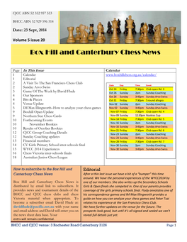 Box Hill and Canterbury Chess News