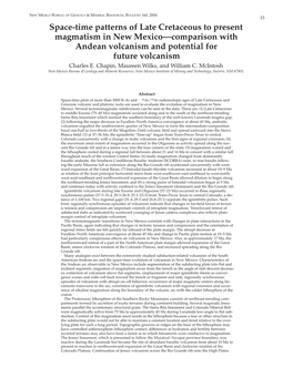 Space-Time Patterns of Late Cretaceous to Present Magmatism in New Mexico--Comparison with Andean Volcanism and Potential for Fu