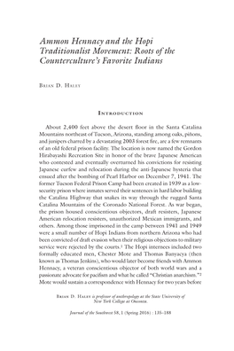 Ammon Hennacy and the Hopi Traditionalist Movement: Roots of the Counterculture’S Favorite Indians