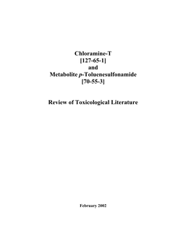 Chloramine-T [127-65-1] and Metabolite P-Toluenesulfonamide [70-55-3]